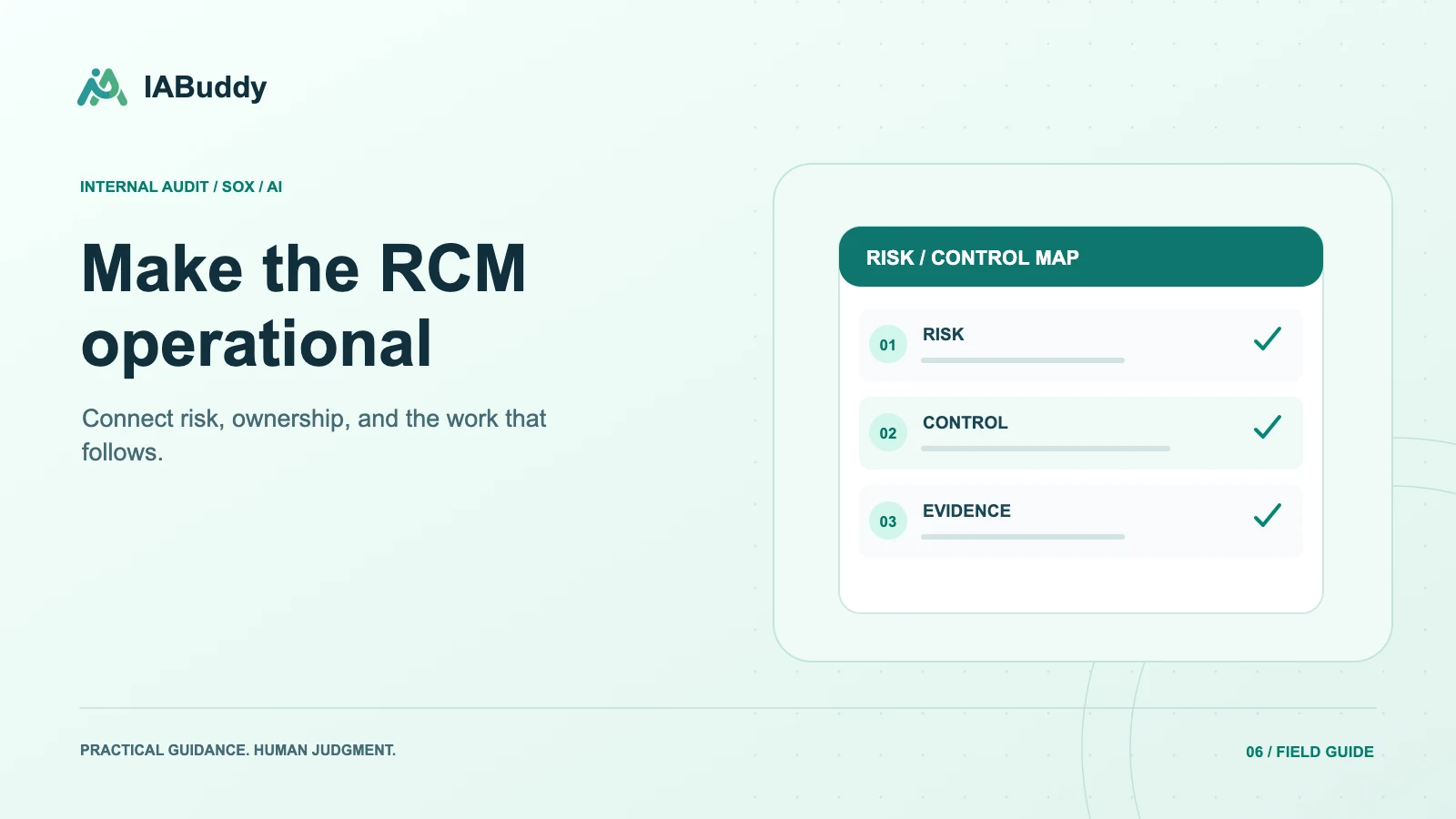 Illustration for Make the RCM operational: risk, control, evidence.
